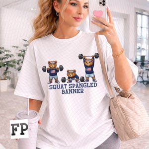 Gym 4th of July workout PNG Quotes Dumbbell weights quote exercise gift png Gift for mom Gym  lover usa  retro funny bears