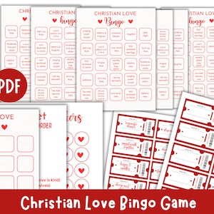 Juego de bingo cristiano para parejas (PDF) / Juego de San Valentín basado en la fe / Juego de boda para novios / Juego para parejas / Regalo para esposa/esposo