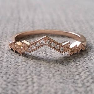 Diamond Florence Matching Band Rose Gold 1920s Copper Gemstone Rustic Bohemian PenelliBelle Green Exclusive "The Florence"