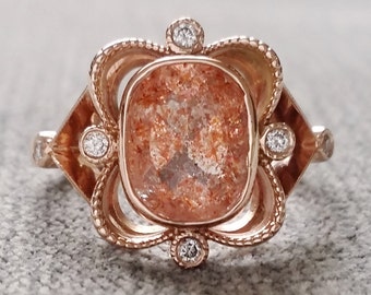 Remaining Balance on custom Diamond Bohemian Victorian Engagement Ring Antique Rose Gold 14K Filigree PenelliBelle Exclusive "The Chloe"