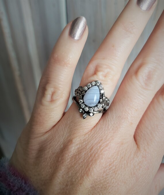 Blue lace agate engagement best sale ring