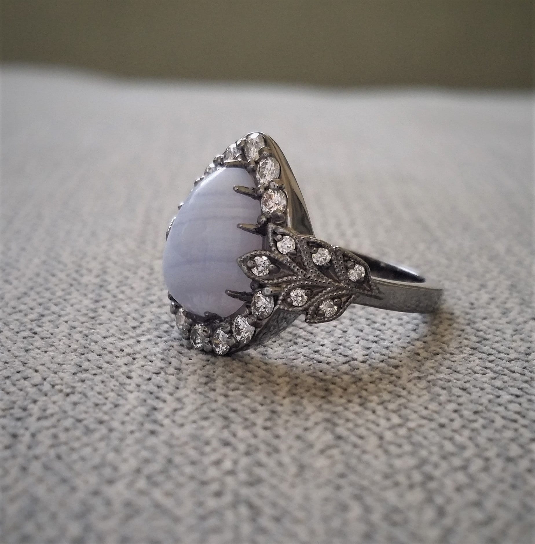 Blue lace agate engagement best sale ring