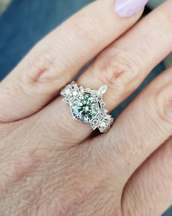 Grey mint moissanite best sale ring