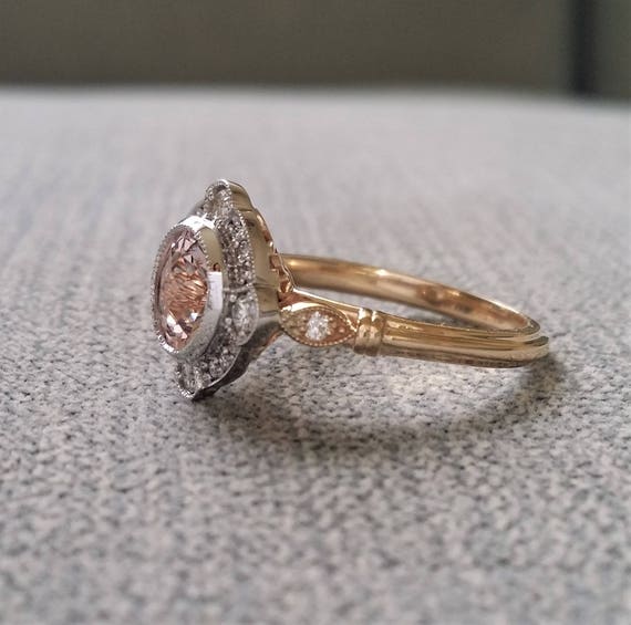 Two tone morganite ring deals