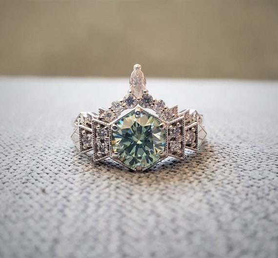 Grey mint moissanite best sale ring
