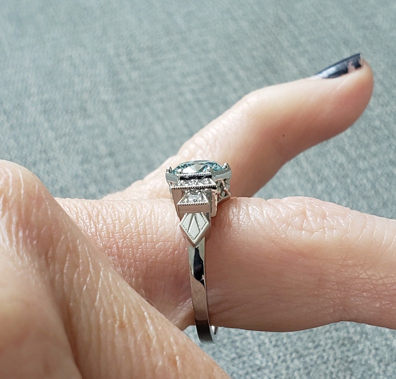 Engagement Ring Only Platinum Antique Diamond Light Ice Blue Etsy