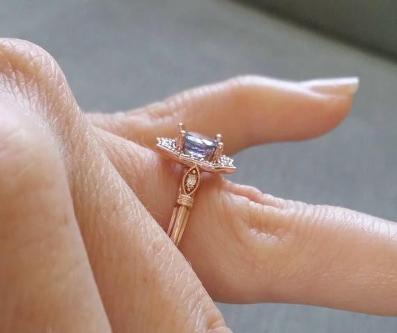 Upgraded Halo Tanzanite Diamond Ring 
