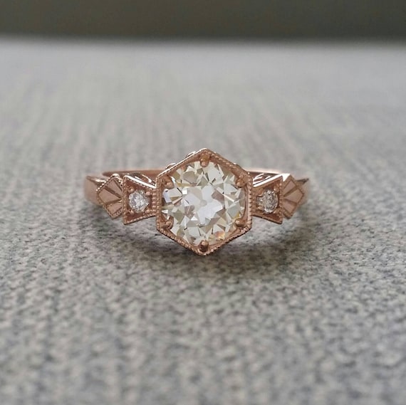 E F Colored Center Antique Diamond Old European Cut Moissanite