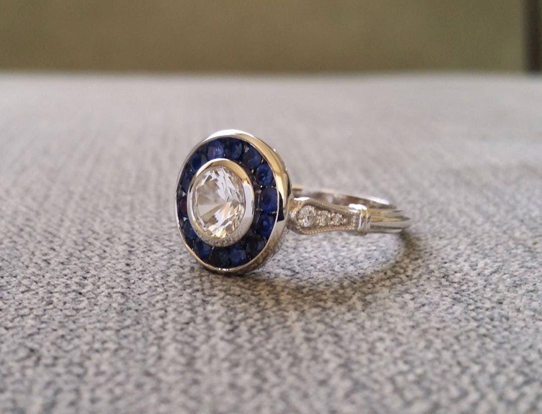 Antique Sapphire and Diamond Ballerina Antique Engagement Ring - Etsy