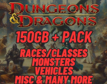 150GB + D&D Dungeons and Dragons 3D File Mega Bundle Pack 3D Printed DnD File - Miniatures Models, Classes, Races, Monsters, Misc STL DnD