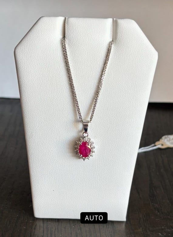 Ruby with Diamonds pendant set in 14 Karat Solid … - image 1