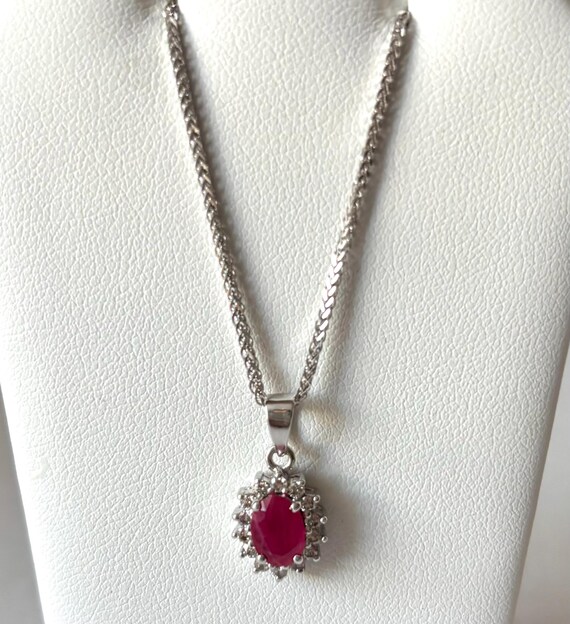 Ruby with Diamonds pendant set in 14 Karat Solid … - image 3