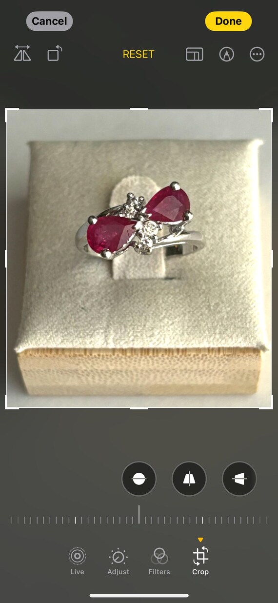 Pear Shaped Ruby with Diamonds ring set in 14 Kar… - image 1