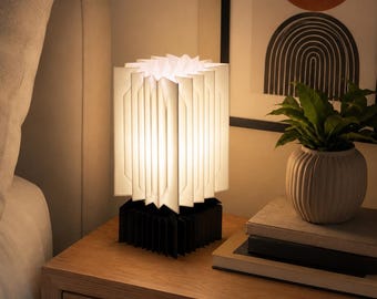 Modern Pleated Table Lamp | 3D Printed Bedside Lamp | Small Ambient Desk Light