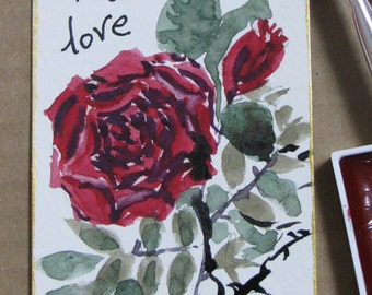 Language of flowers art card - rose / love -