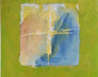 Cruciform 1. Contemporary painting watercolor and acrylic on board