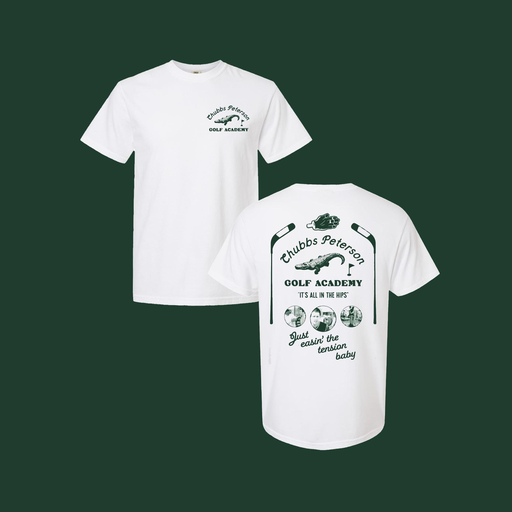 Chubbs Peterson Golf Academy // Happy Gilmore // Golf // Comfort Colors T-Shirt // Gildan Sweatshirt // Alligator