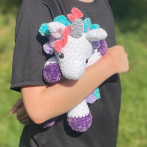 Mini Crochet Unicorn Plush. Handmade Stuffed Animal, Unicorn Lovey, Baby Girl Gift, Magical Nursery Toy