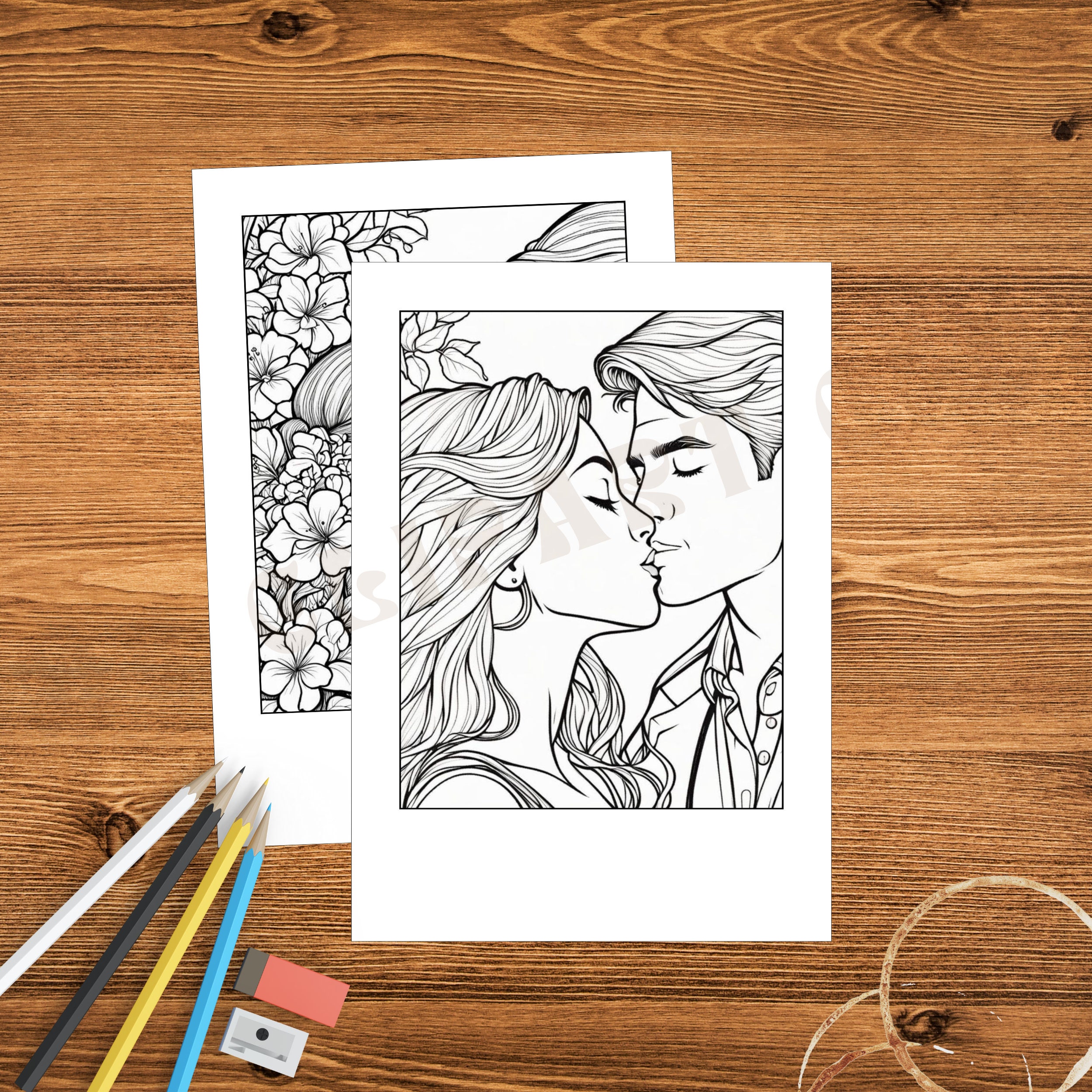 Sexy Coloring Book for Adults, Sensual Kissing Scenes, NSFW, Instant ...