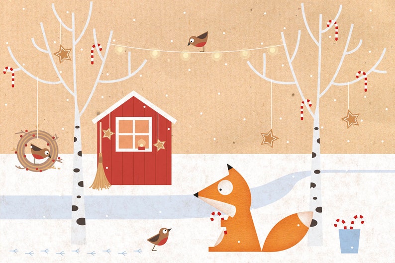 2024 Wall Calendar The little scandinavian fox Art Calendar, Cute animals, Funny animals, Wall Art, New Year gift image 10