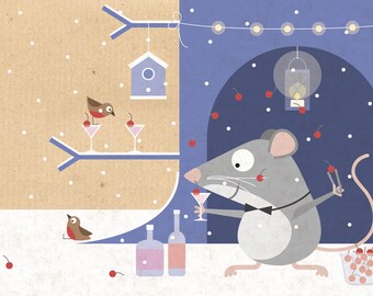 2024 Wall Calendar - The friendly mouse | Art Calendar, Cute animals, Funny animals, Wall Art, New Year gift, Illustrated Calendar