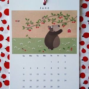 2024 Wall Calendar The cheerful bear Art Calendar, Cute animals, Funny animals, Wall Art, New Year gift, Illustrated Calendar image 2