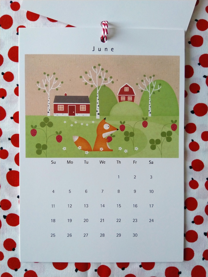 2024 Wall Calendar The little scandinavian fox Art Calendar, Cute animals, Funny animals, Wall Art, New Year gift image 2