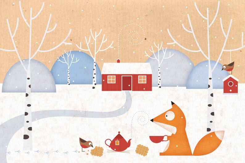 2024 Wall Calendar The little scandinavian fox Art Calendar, Cute animals, Funny animals, Wall Art, New Year gift image 3