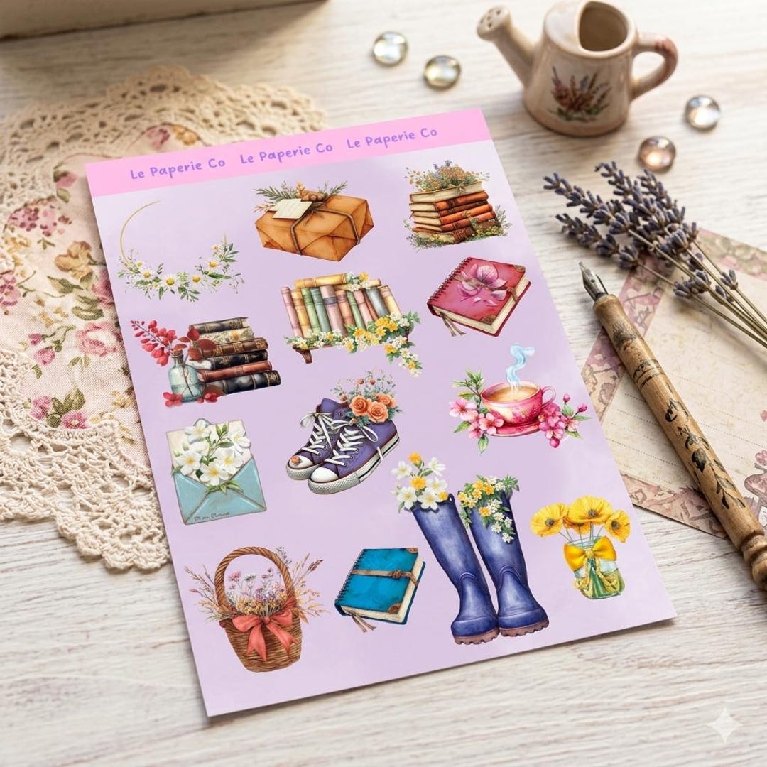 Spring Floral Sticker Sheet | Journal, Scrapbook, Planner, Laptop ...