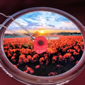 Powerless Themed Poppy Flower Necklace