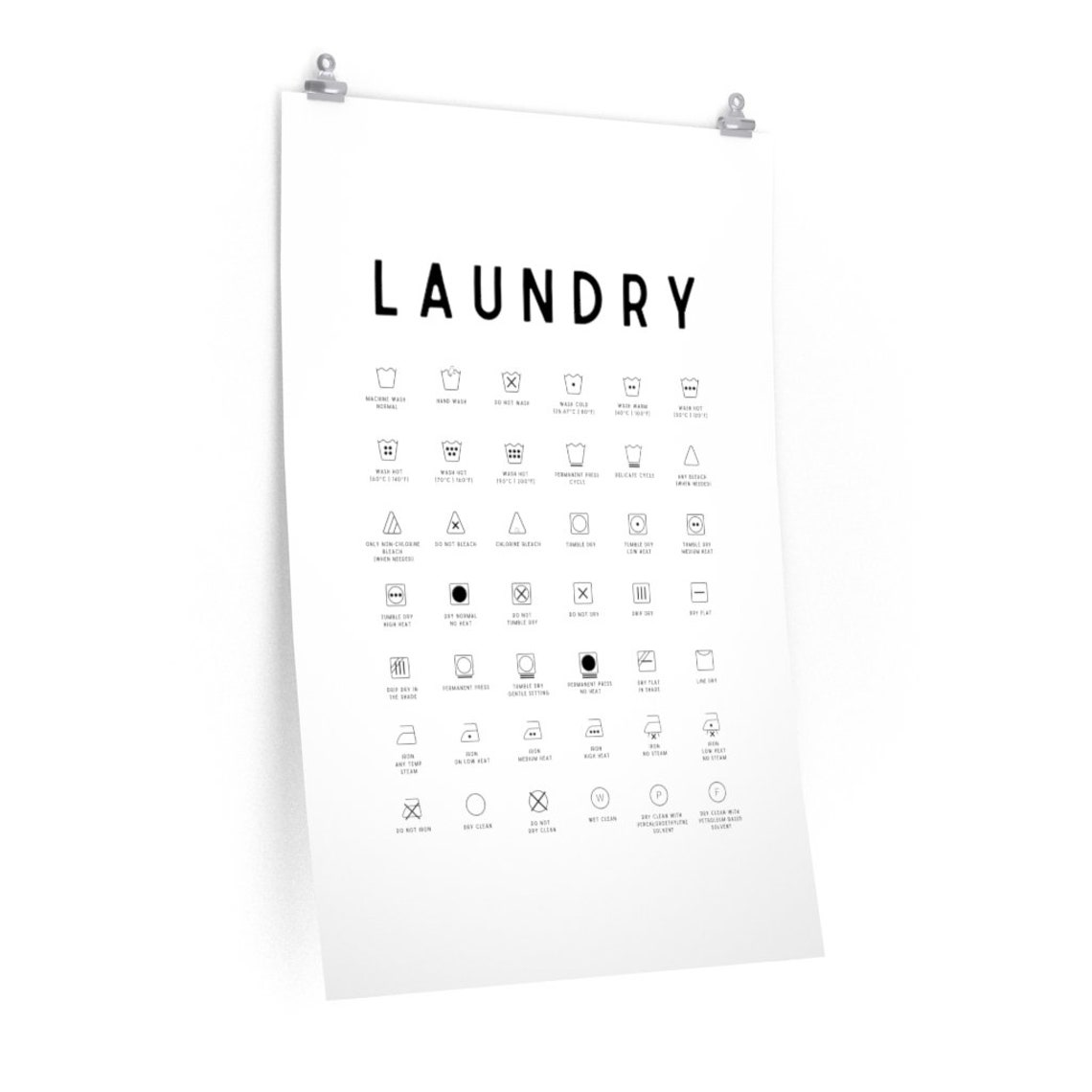 Printable Laundry Room Symbols Guide Laundry Guide Poster Etsy