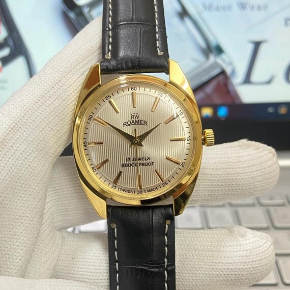 Vintage Roamer 17 Jewels Mechanical Watch, Black Dial… - Gem