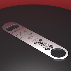 Formula 1 - Silverstone Engraved Pint Glass Set including Pint Glass, Coaster and Bottle Opener image 4