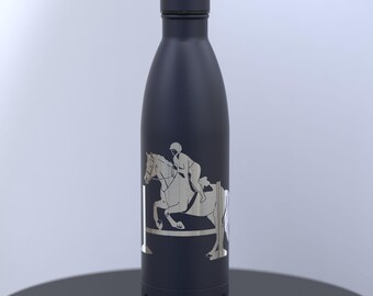 Horse Jumping Engraved 500ml Thermal Water Bottle; Keeps Drinks Hot or Cold