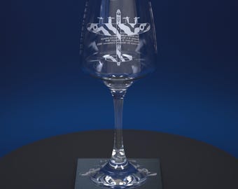 Avro Lancaster Bomber Engraved 400ml Wine Glass With Matching Slate Coaster