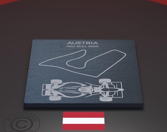 Posavasos de pizarra grabado con el circuito de F1 Red Bull Ring de Austria