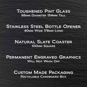 Formula 1 - Silverstone Engraved Pint Glass Set including Pint Glass, Coaster and Bottle Opener image 6