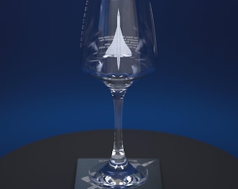 Concorde Engraved 400ml Wine Glass With Matching Slate Coaster