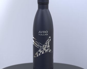Avro Vulcan Bomber with UK Union Jack Flag Engraved 500ml Thermal Water Bottle; Keeps Drinks Hot or Cold