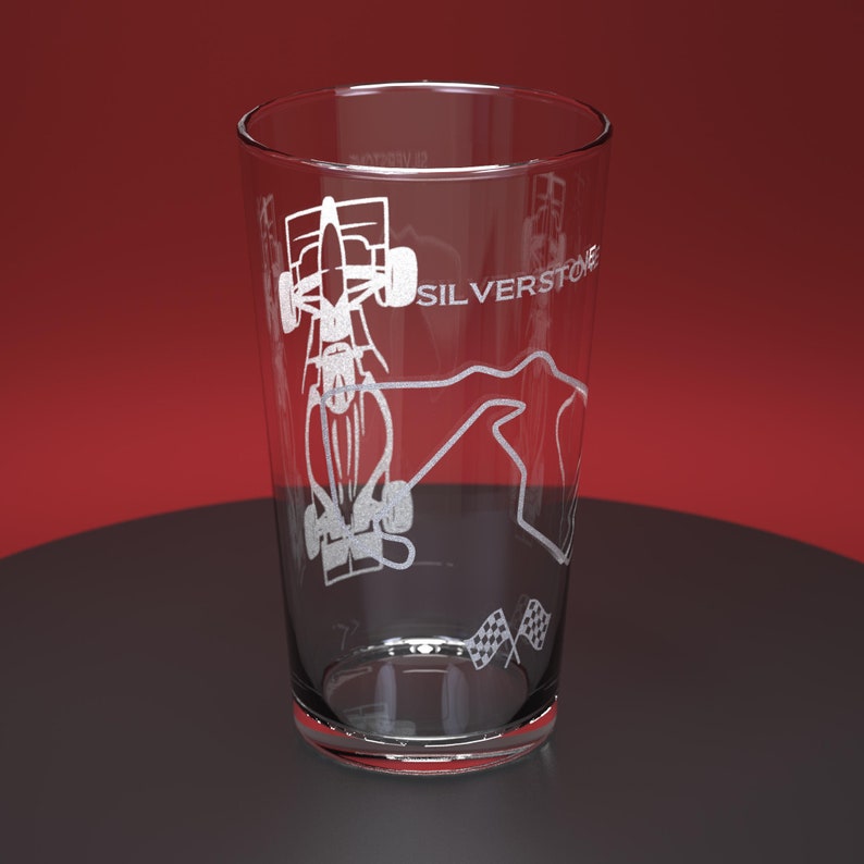 Formula 1 - Silverstone Engraved Pint Glass Set including Pint Glass, Coaster and Bottle Opener image 2