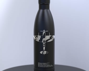 Spitfire Engraved 500ml Thermal Water Bottle; Keeps Drinks Hot or Cold