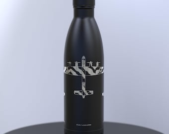Battle of Britain Engraved 500ml Thermal Water Bottle Featuring Spitfire, Lancaster & Hurricane; Suitable For Hot And Cold Drinks
