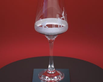 Cricket Engraved 400ml Wine Glass With Matching Slate Coaster