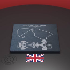 Fórmula 1 - Juego de vaso de cristal grabado y posavasos de pizarra Silverstone imagen 2