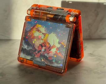 Arcanine Game Boy Advance SP - IPS V5 LCD Laminated Screen - Custom Pokémon Arcanine Modded GameBoy Advance sp