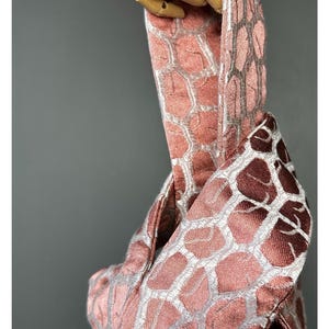 Textured Giraffe Print Wrist Bag: Coral & White Woven Evening Bag