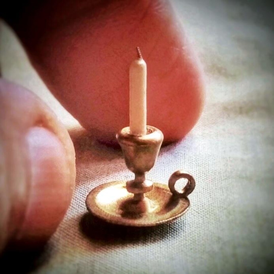 Odoria 1 12 Miniature Candle Holder Candlestick 2pcs Dollhouse Accessories