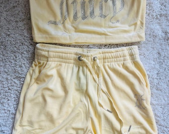 Yellow Juicy matching sets for women juniors, y2k, summer sets, shorts tube top