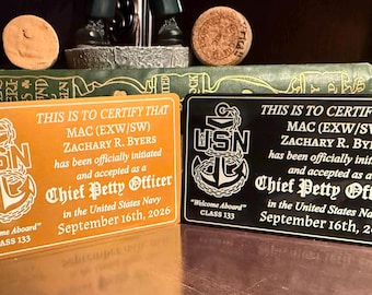 CPO Acceptance Wallet Card .8mm Metal Chief Petty Officer USN NAVY