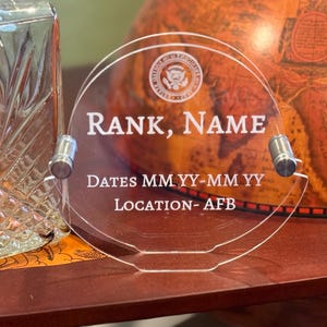 ALL GLASS! Military Going Away Gift (5”x5”) Custom Cutout Plaque | Personalized PCS Deployment Retirement Gift | Veteran-Owned
